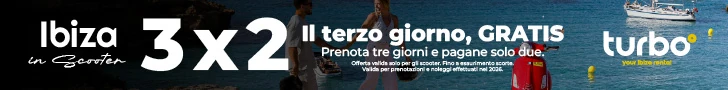 3x2 sugli scooter a Ibiza: il terzo giorno è gratis. Prenota tre giorni e paghi solo due.